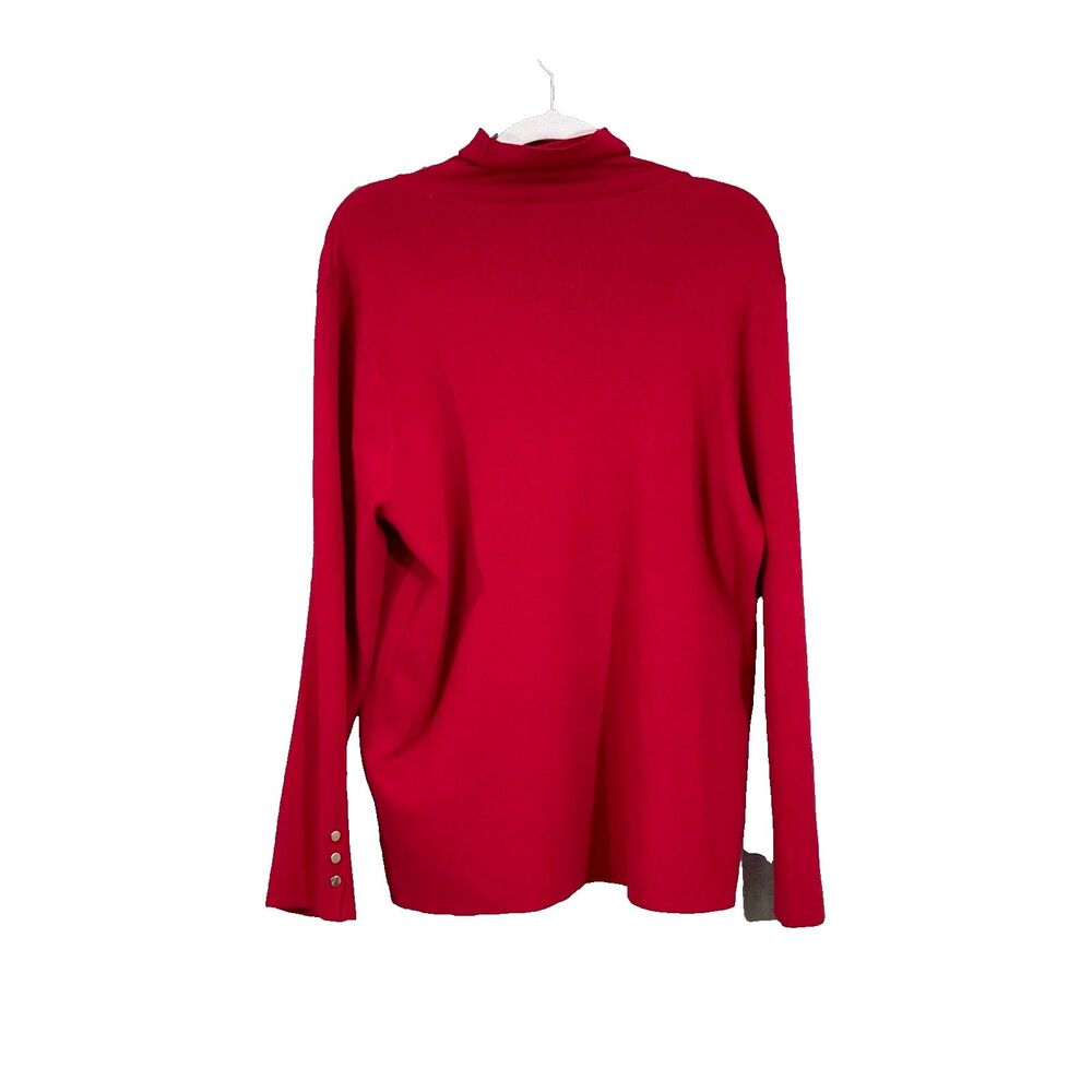 Chico's Long Sleeve Turtle Neck Sweater women’s 3 /US XL Red w button detail - Picture 3 of 10